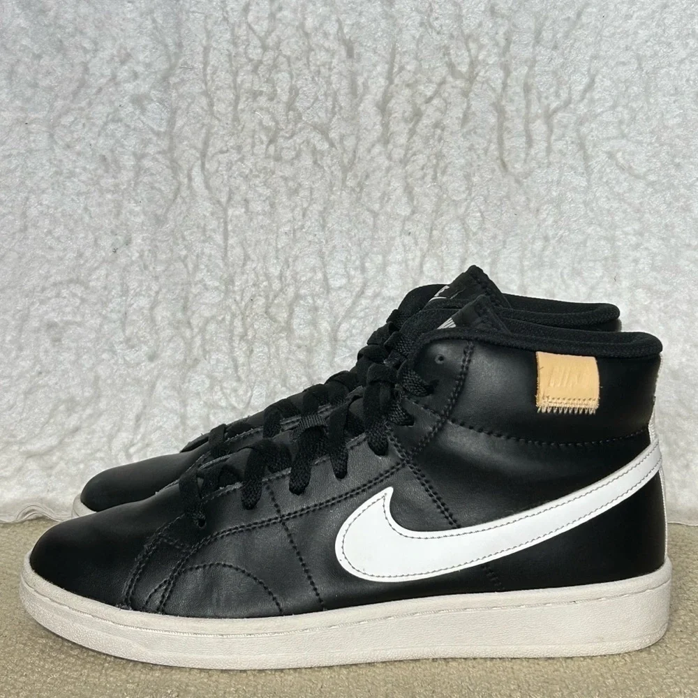 Nike Mens Court Royale 2 Mid Top Black Leather Athletic Sneakers Shoes SZ 7.5